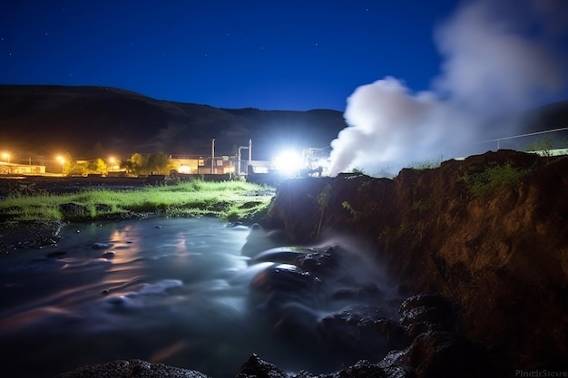 Vapor subindo de uma fonte geotérmica em Natural Springs