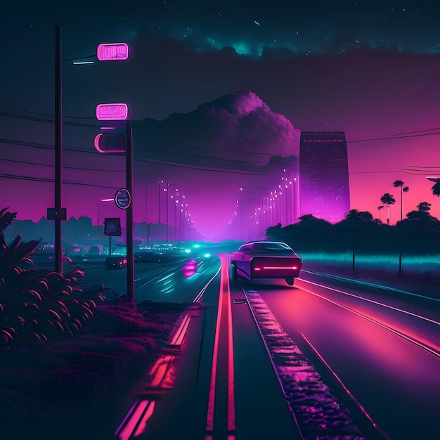 Vaporwave Late-Night-Highway