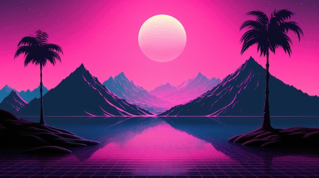 Foto vaporwave papel de parede retro fundo rosa