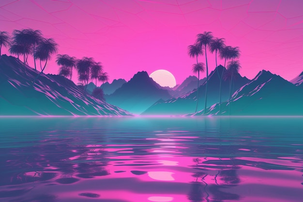 Vaporwave RetroFuturistic Landscape