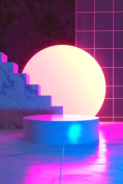 Vaporwave-Synthwave-Neon-Podium im Stil