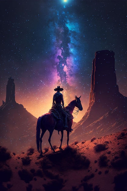 Vaquero y nebulosa. IA generativa