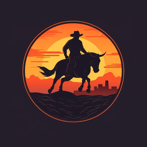 Foto vaquero paseo caballo ilustración plana diseño de camiseta