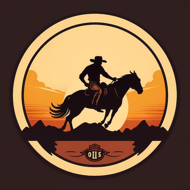 vaquero paseo caballo ilustración plana diseño de camiseta