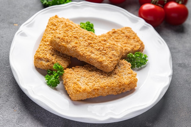 vara de peixe frutos do mar lanche frito comida lanche na mesa cópia espaço comida fundo rústico