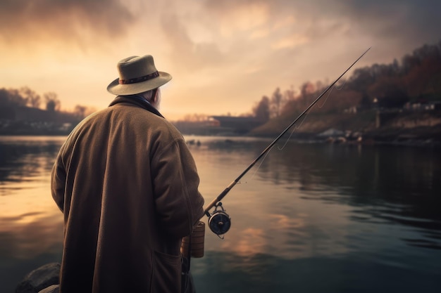 Vara de pesca do velho pescador Gerar Ai