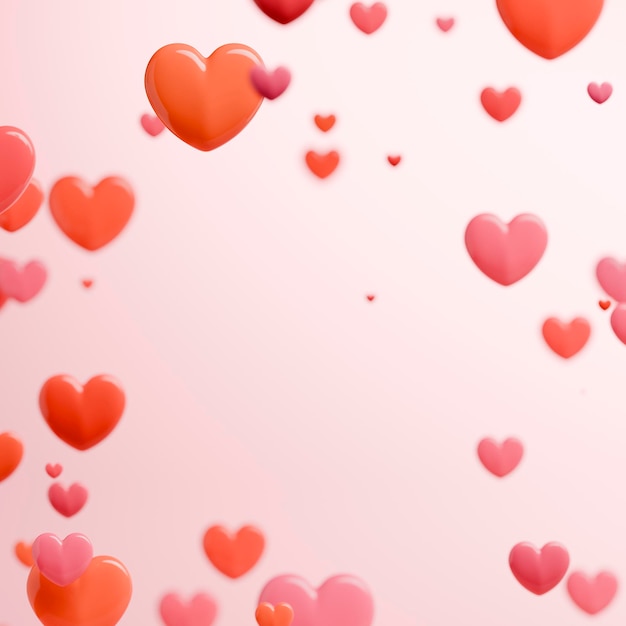Varias formas de corazón para transmitir el amor con su corazón para un feliz Día de San Valentín 3d renderización