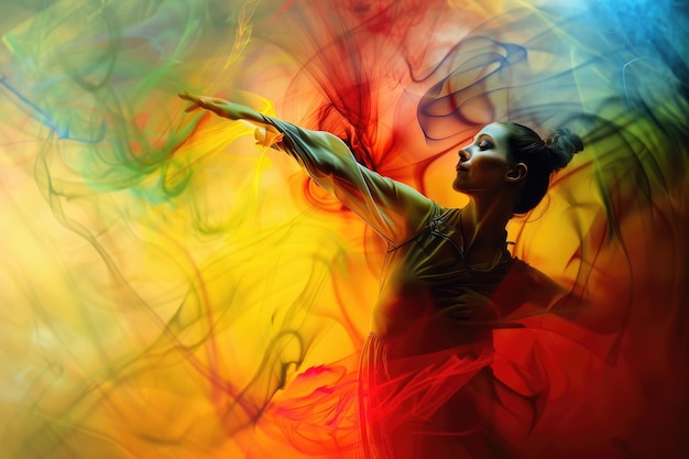 Varias formas de expresión artística que mezclan colores movimientos y emociones