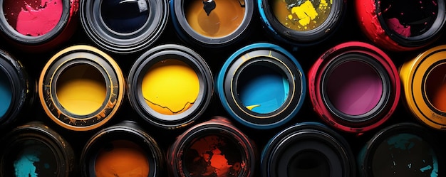 Foto várias lentes de câmara com bordas coloridas no estilo de piscinas de pigmentos saturados