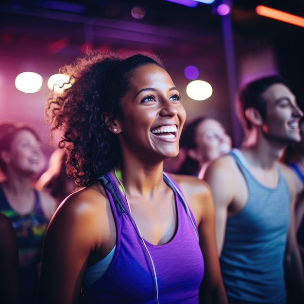 Varias personas haciendo ejercicio en un gimnasio