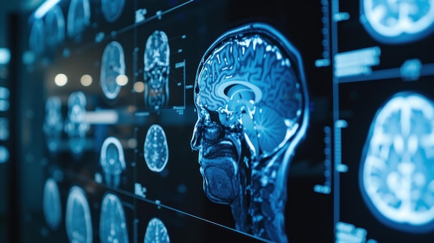 Varias radiografías médicas con imágenes del cerebro