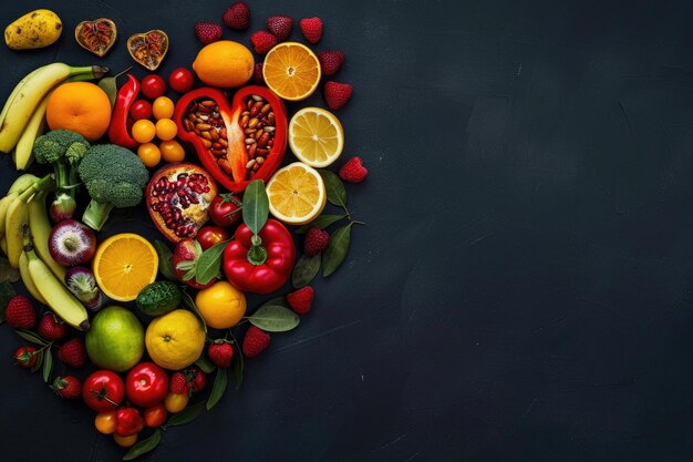 Una variedad de alimentos nutritivos que promueven la salud del corazón