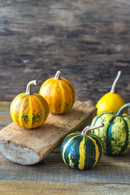 Variedad de calabazas ornamentales.