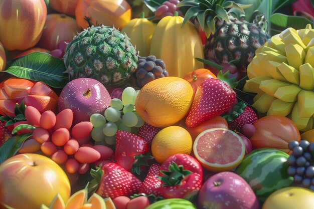 Una variedad colorida de frutas exóticas