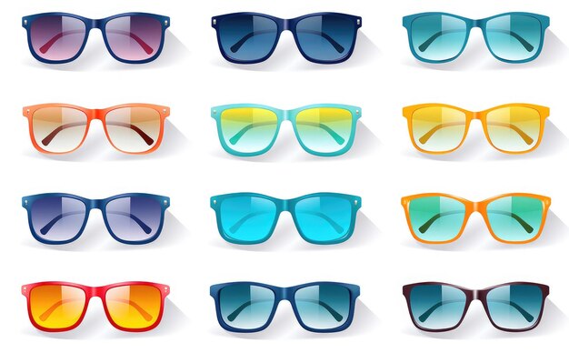 Una variedad colorida de gafas de sol chic para los días de verano de moda IA generativa