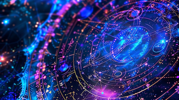 una variedad colorida de relojes astrológicos con los números del zodiaco