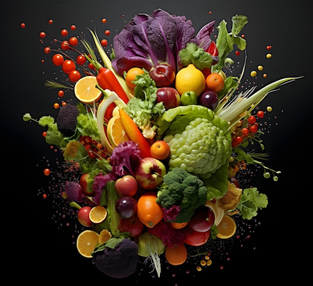 una variedad colorida de verduras en un enjambre