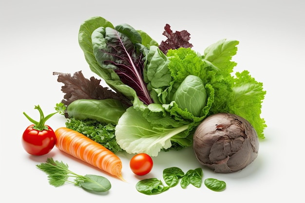 Una variedad colorida de verduras frescas en una pila IA generativa
