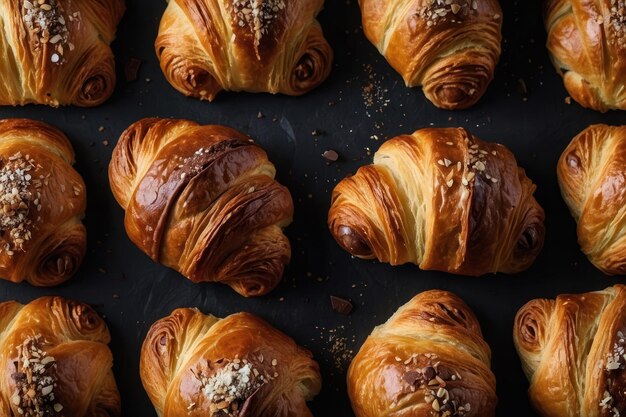 Una variedad de croissants frescos en la mesa