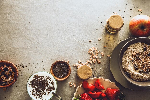 Variedad de desayuno saludable