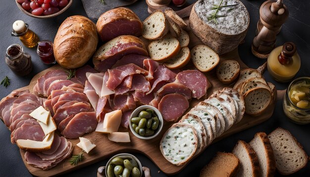 Foto una variedad de diferentes tipos de carnes, incluida una que tiene la palabra deli