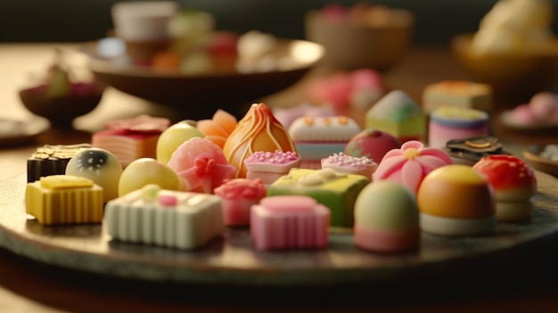 Una variedad diversa de wagashi IA generativa