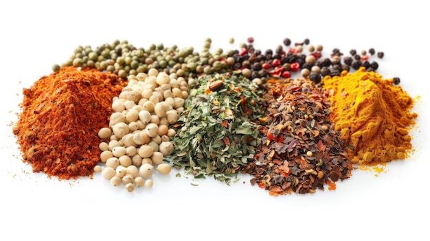 una variedad de especias, incluidas especias, hierbas y especias
