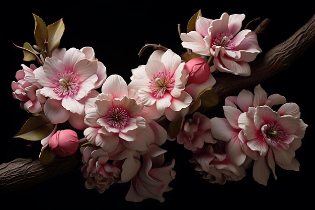 Variedad de flores de cerezo realistas