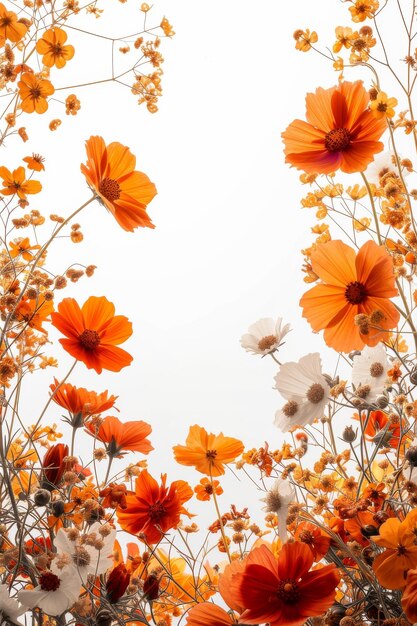 Una variedad de flores flotando en el aire