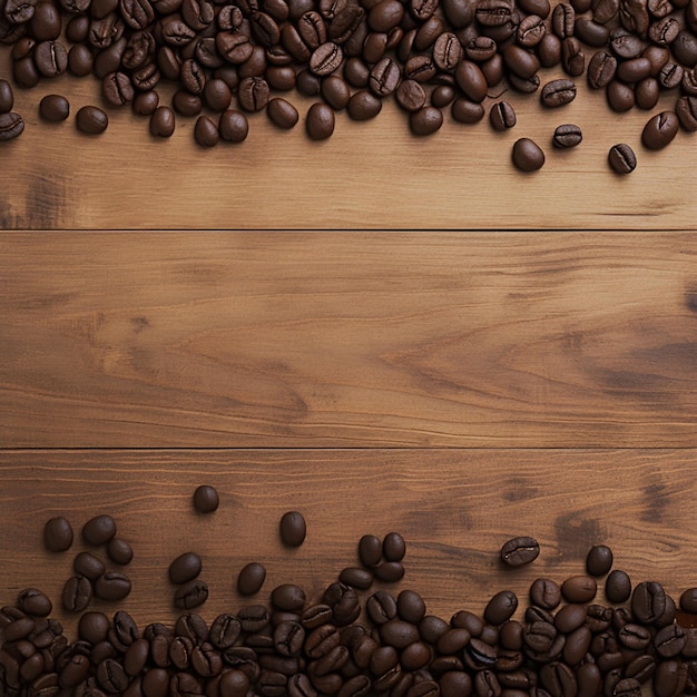 Una variedad de granos de café en un fondo de madera texturizado con un rico aroma para las redes sociales