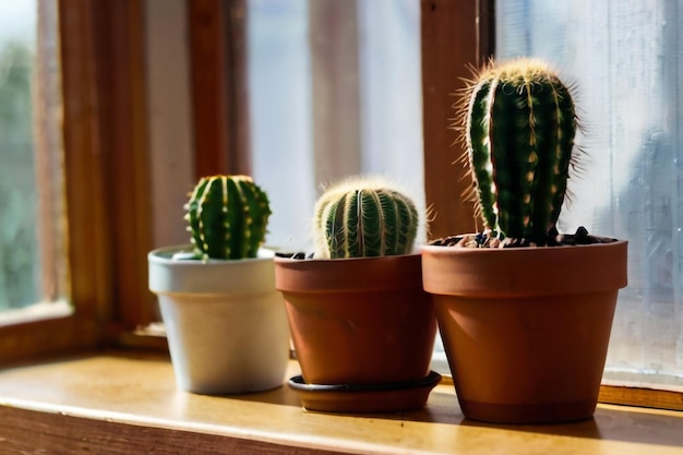 Una variedad de hermosos cactus