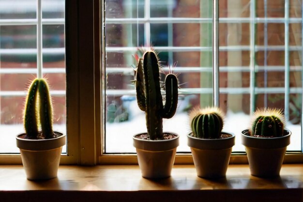 Una variedad de hermosos cactus