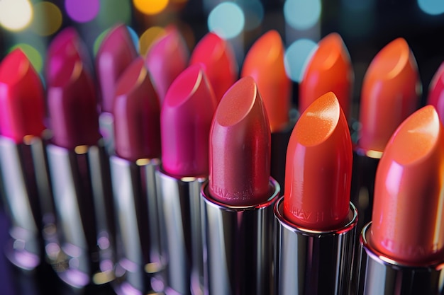 Una variedad de lápices labiales de lujo en una variedad de ricos tonos y acabados