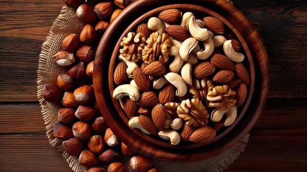 variedad de nueces en cuencos