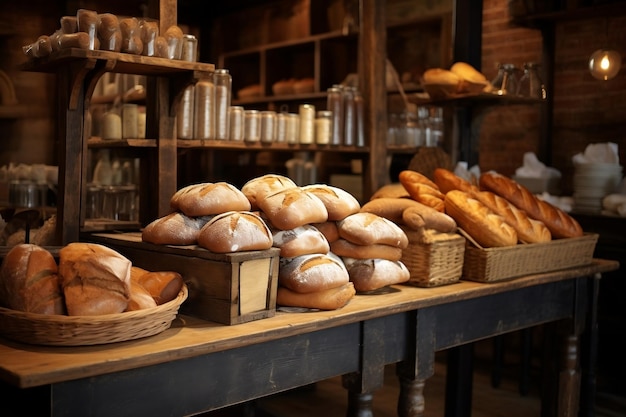 Una variedad de pan fresco, una deliciosa variedad de panes, baguetes y una IA más generativa.