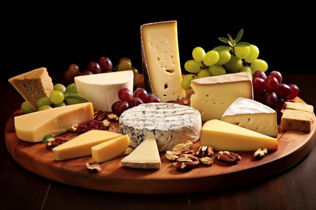 Foto una variedad de quesos artesanales sensacional para los gourmets