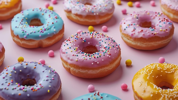 Una variedad de rosquillas dispuestas en la mesa