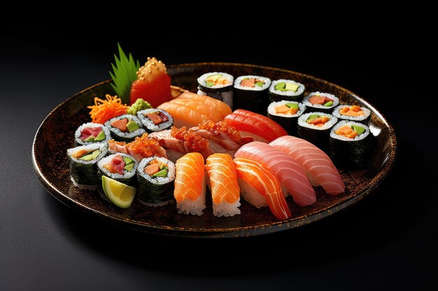 Variedad de sushi servido