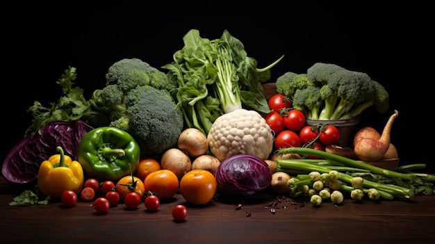 Una variedad de verduras de colores un deleite fresco