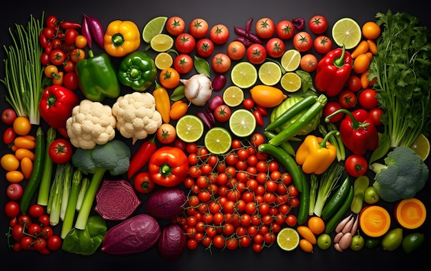 Una variedad de verduras están dispuestas en un círculo.