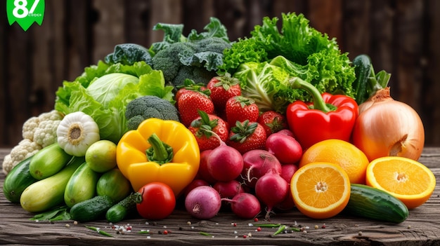 Una variedad de verduras y frutas frescas