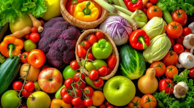 Una variedad de verduras se muestran en una mesa.