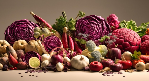 Variedade colorida de legumes