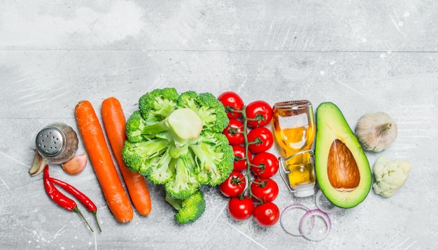 Variedade de alimentos orgânicos de vegetais saudáveis