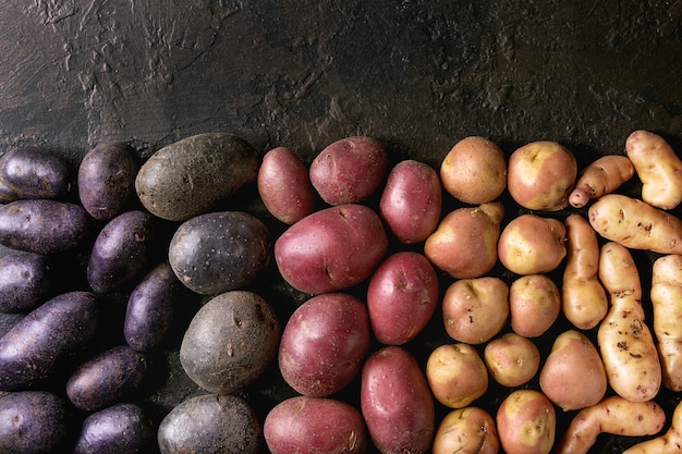 Variedade de batatas cruas