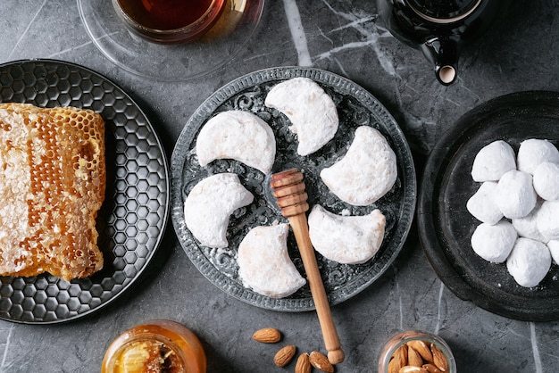 Variedade de biscoitos doces tradicionais gregos