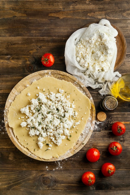 Foto variedade de comida deliciosa vista de cima