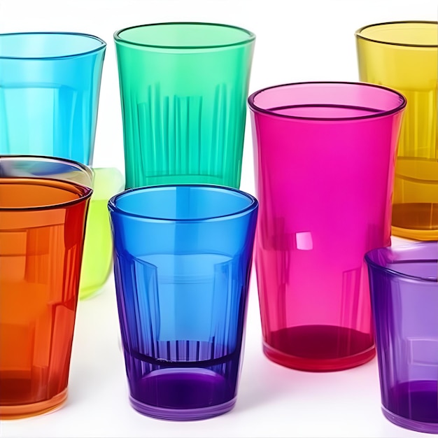 Foto variedade de copos de cores diferentes