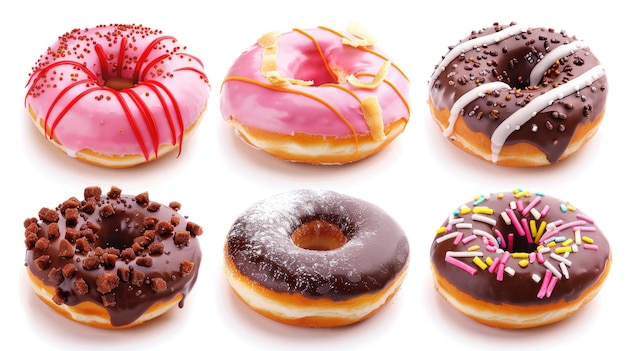 Variedade de Donuts em fundo branco