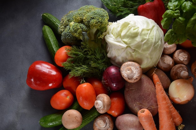 Variedade de legumes frescos Fundo de comida saudável